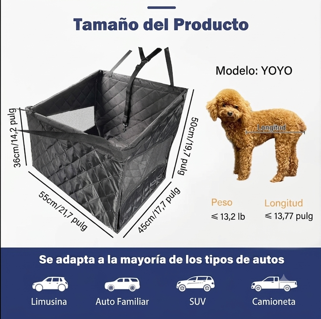Funda para el asiento del coche para transportar mascotas