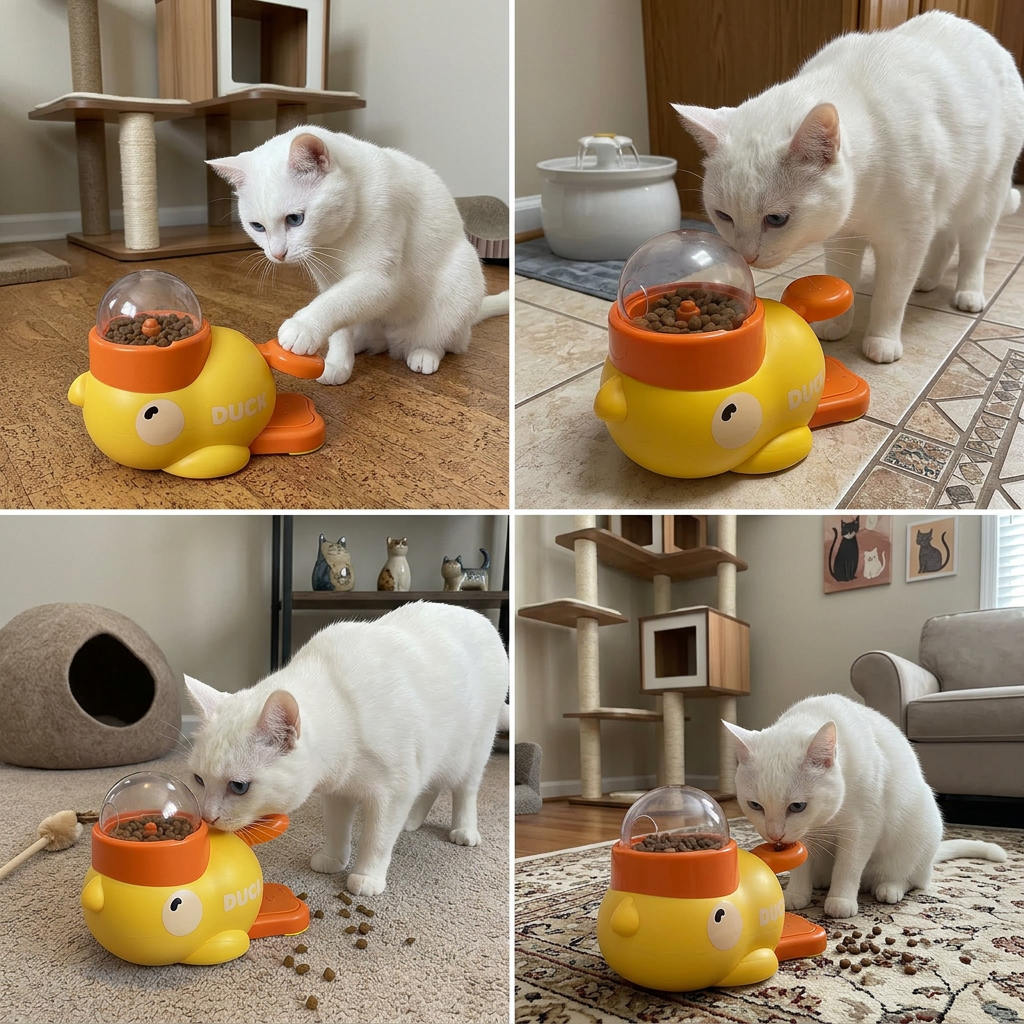 Juguete interactivo y comedero para gatos