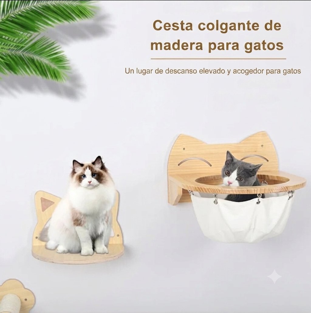 Hamaca colgante de madera para gatos