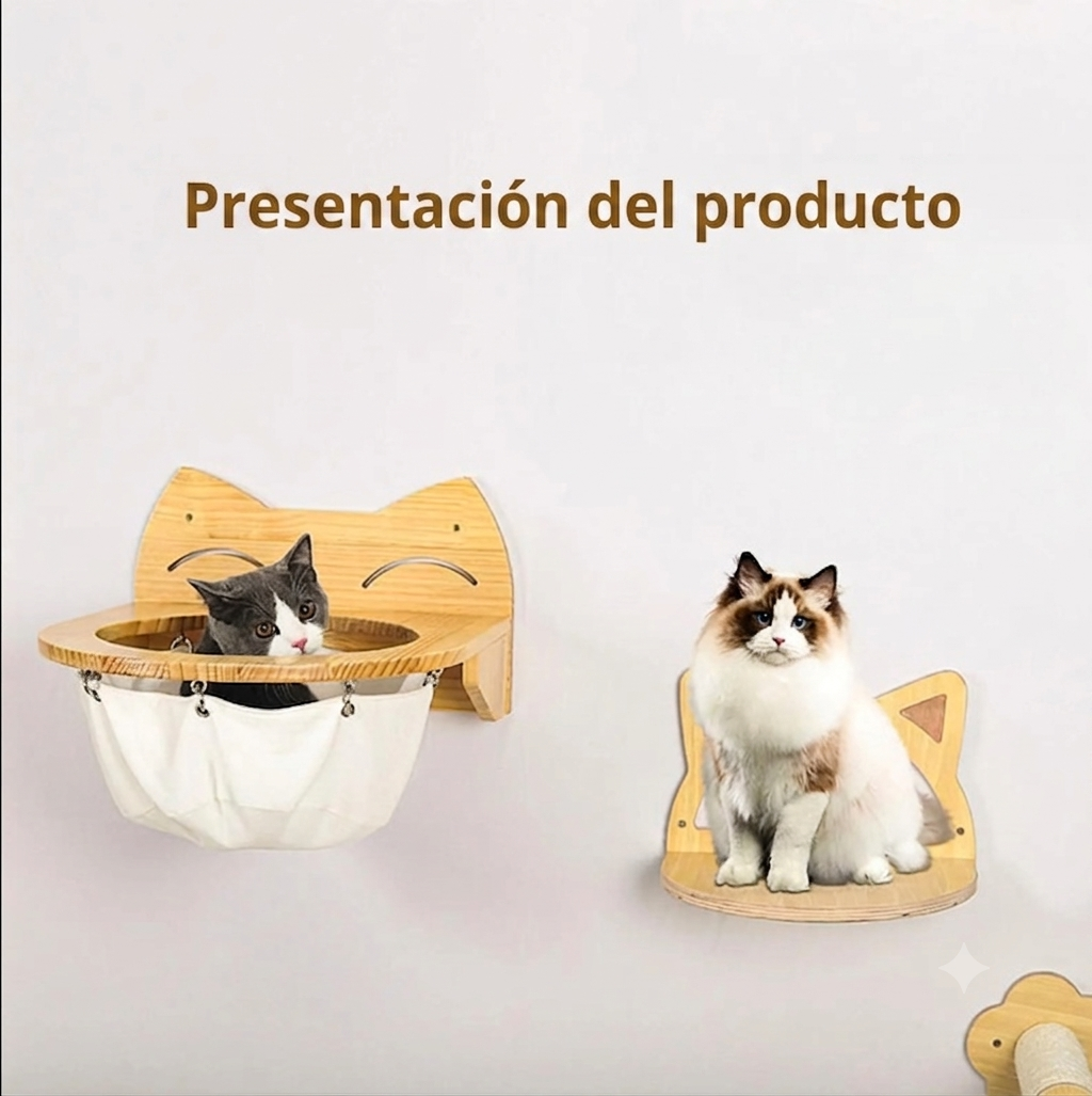 Hamaca colgante de madera para gatos