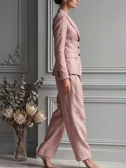 Women's two-piece suit with a V-neck and buttons