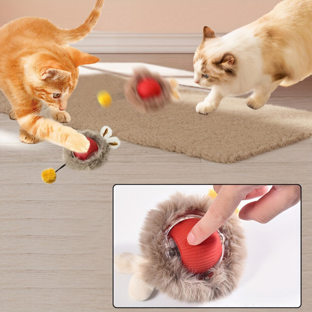 Juguete interactivo con pelo para gatos