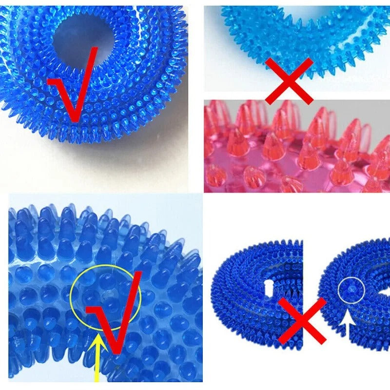Juguete masticable para perros con púas y ganchos