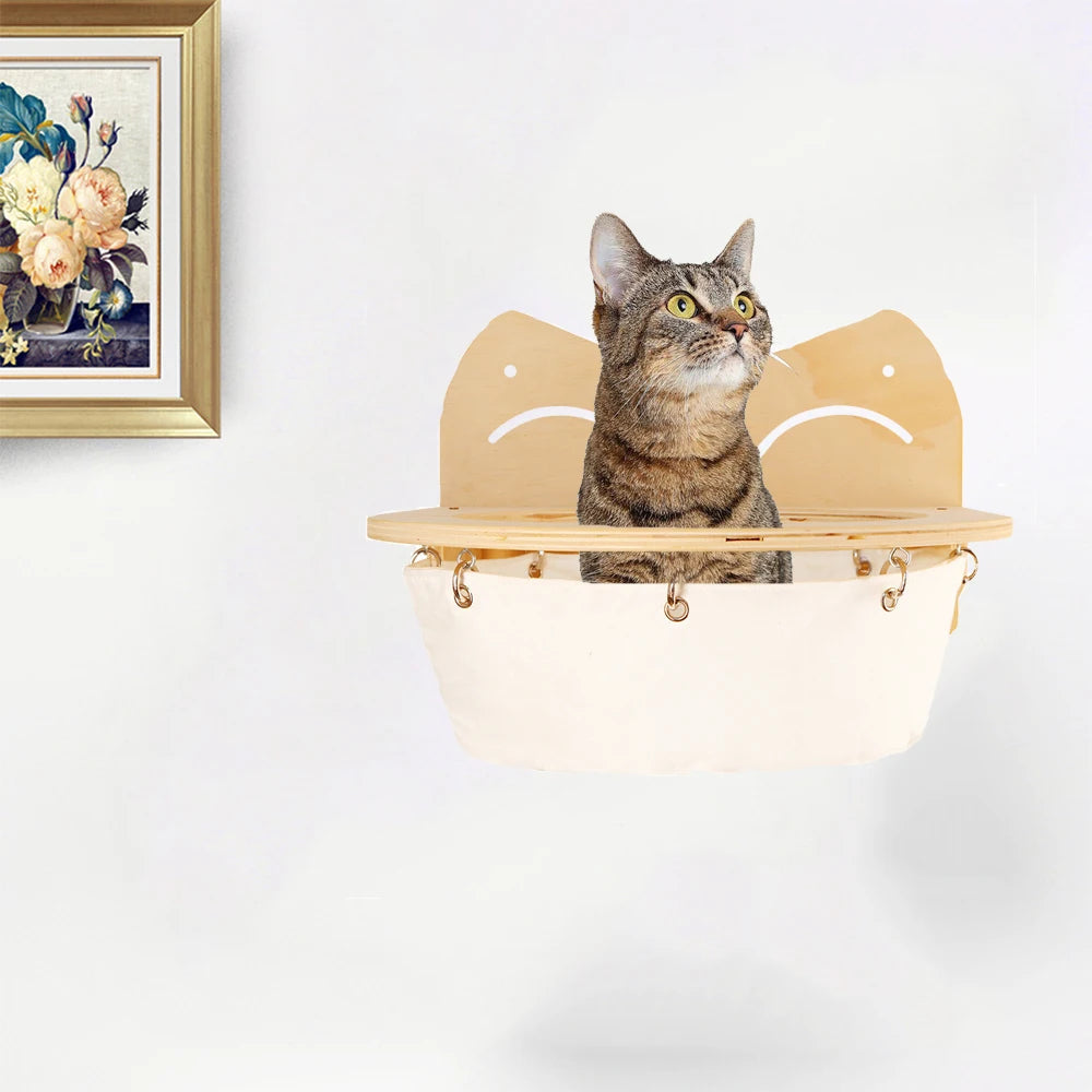 Hamaca colgante de madera para gatos