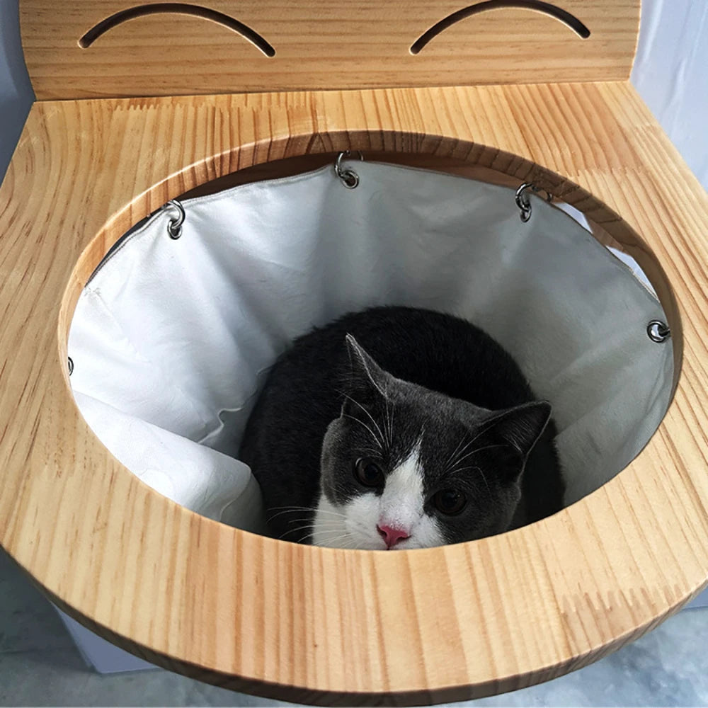 Hamaca colgante de madera para gatos