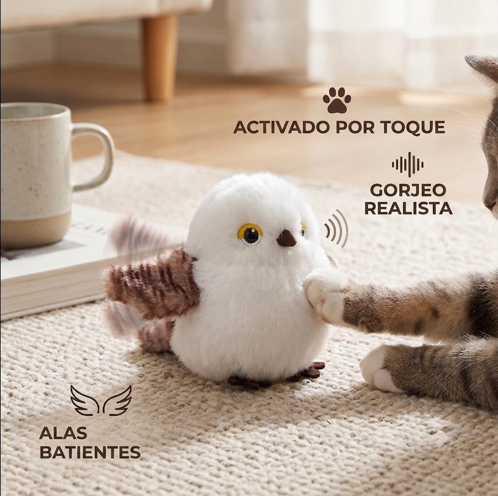 Juguete para gatos con pájaros que aletean y gorjean