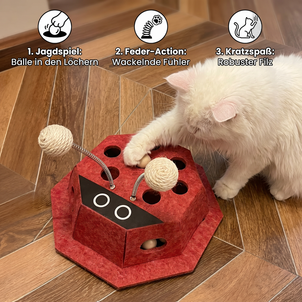 3-in-1-Puzzle-Spielzeug für Katzen in Form eines Marienkäfers