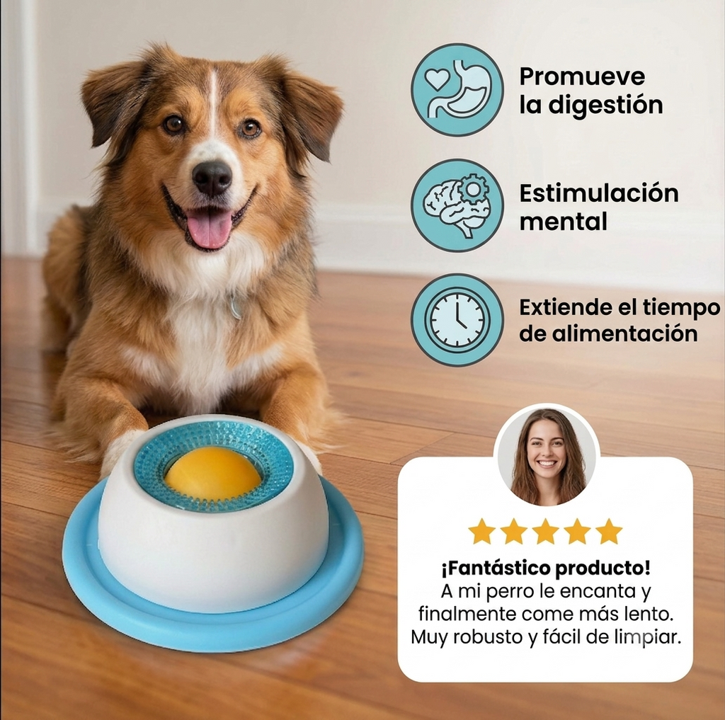 Plato interactivo para golosinas y juguetes masticables: comedero lento para perros