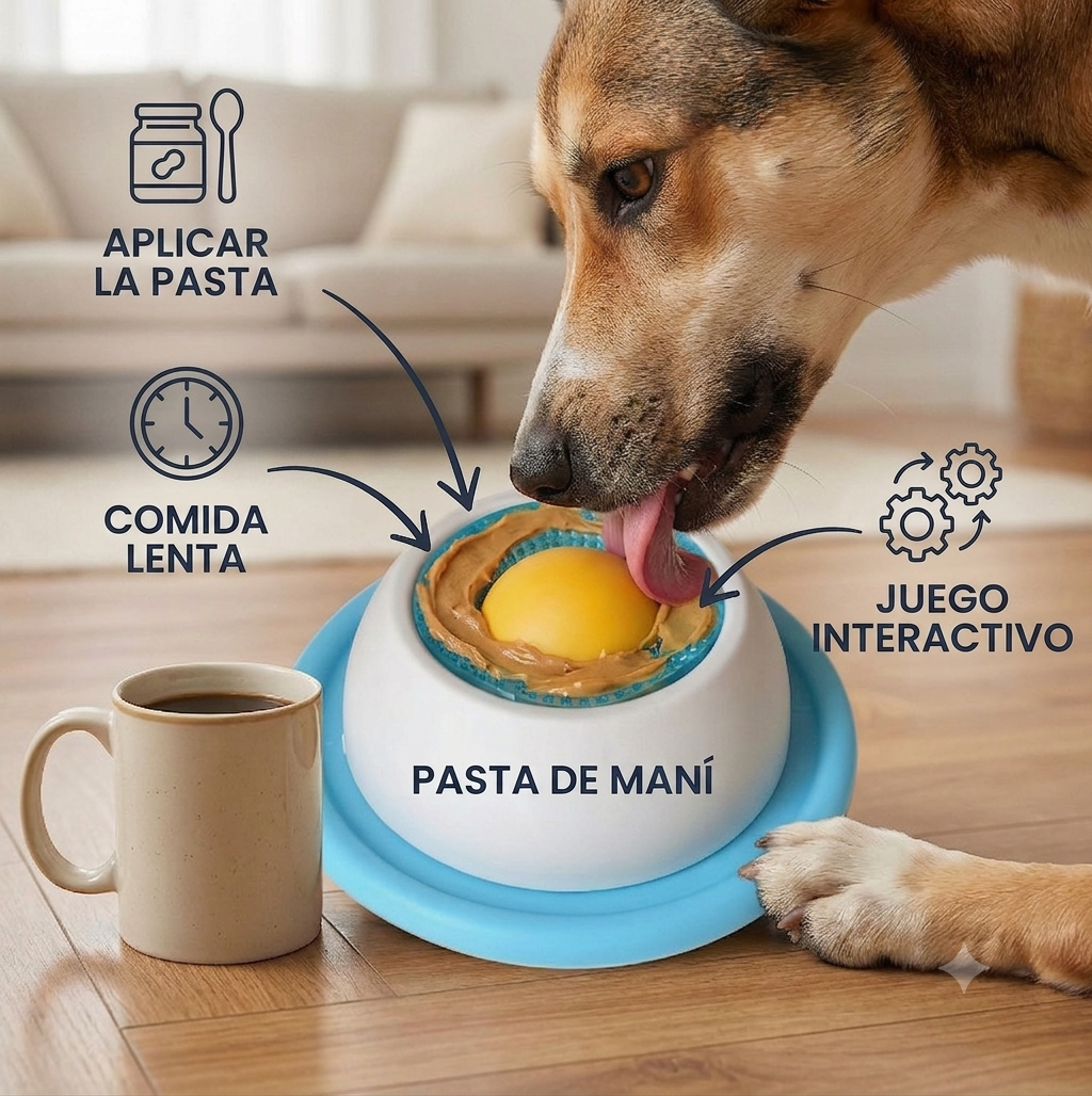 Plato interactivo para golosinas y juguetes masticables: comedero lento para perros