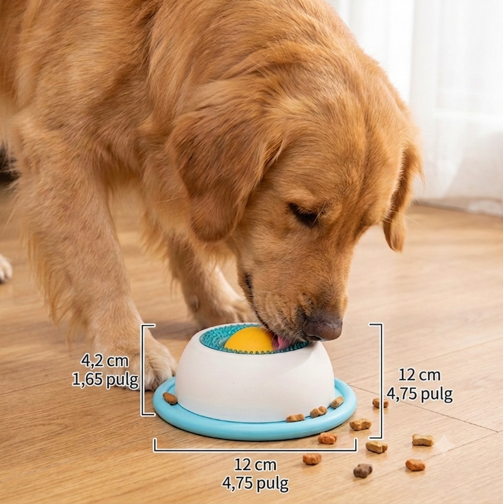 Plato interactivo para golosinas y juguetes masticables: comedero lento para perros