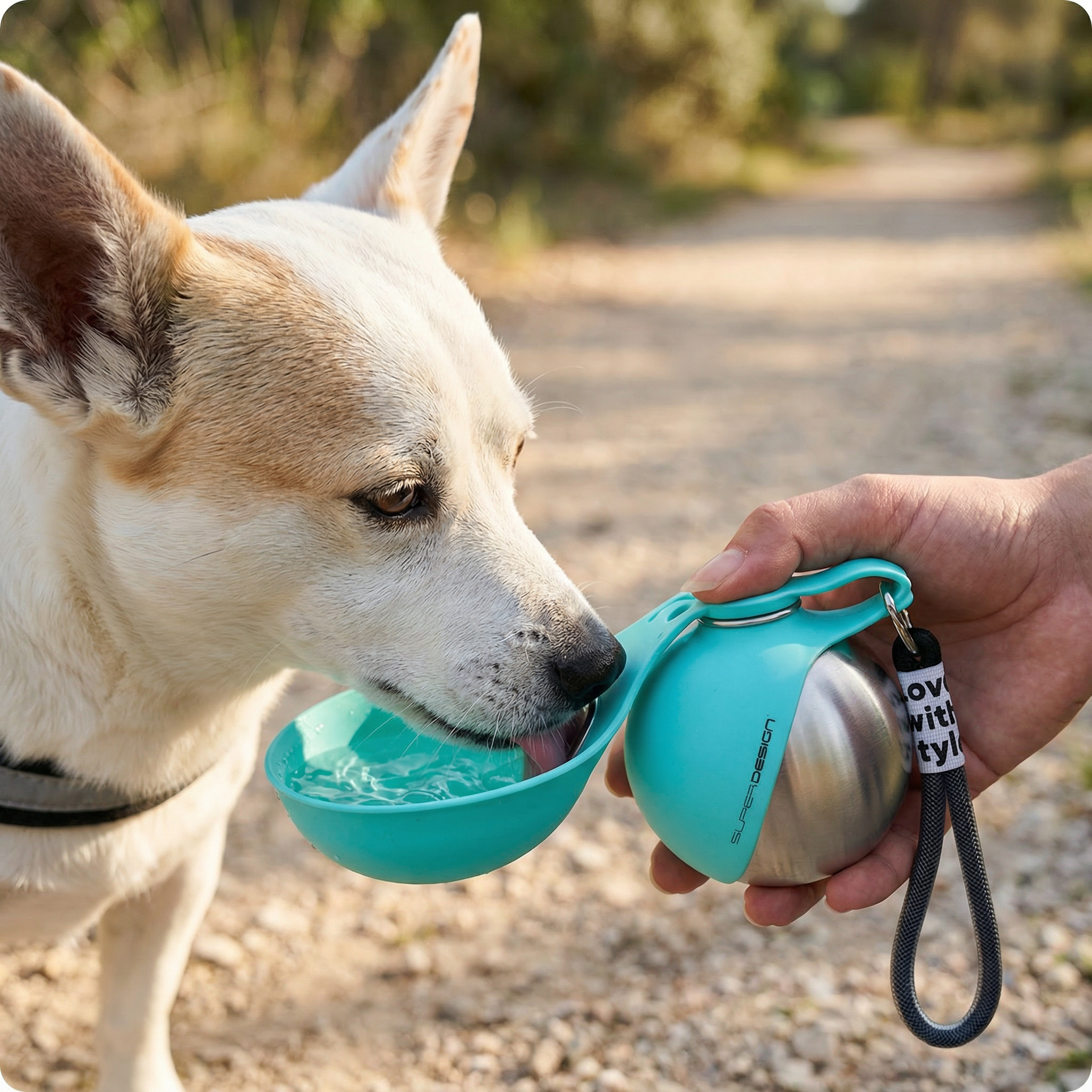 Botella de viaje 2 en 1 para perros: botella de agua de acero inoxidable a prueba de fugas con cuenco de silicona