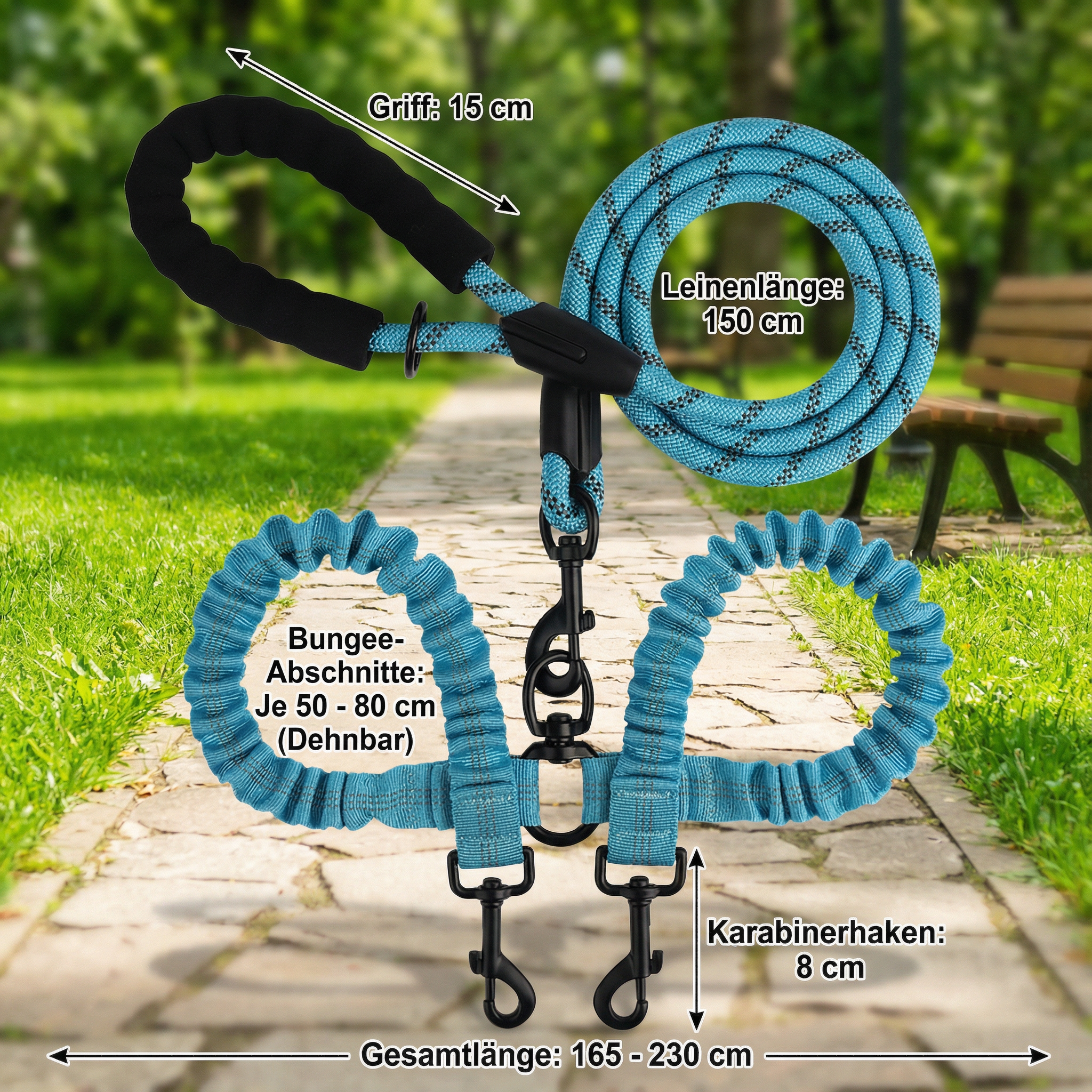 2-in-1 Hunde-Doppelleine mit 360° Drehgelenk – Verhedderungsfrei & Stoßdämpfend