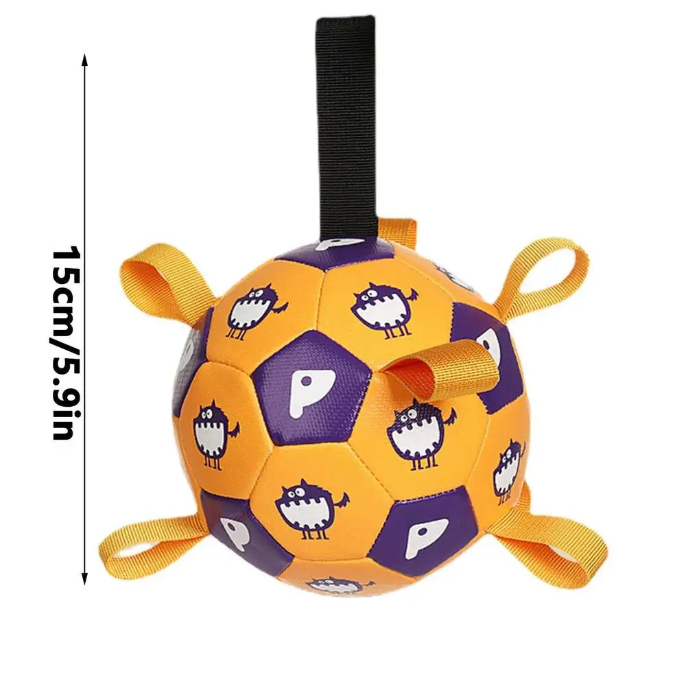 Juguete para perros en forma de pelota con cuerdas de tracción integradas